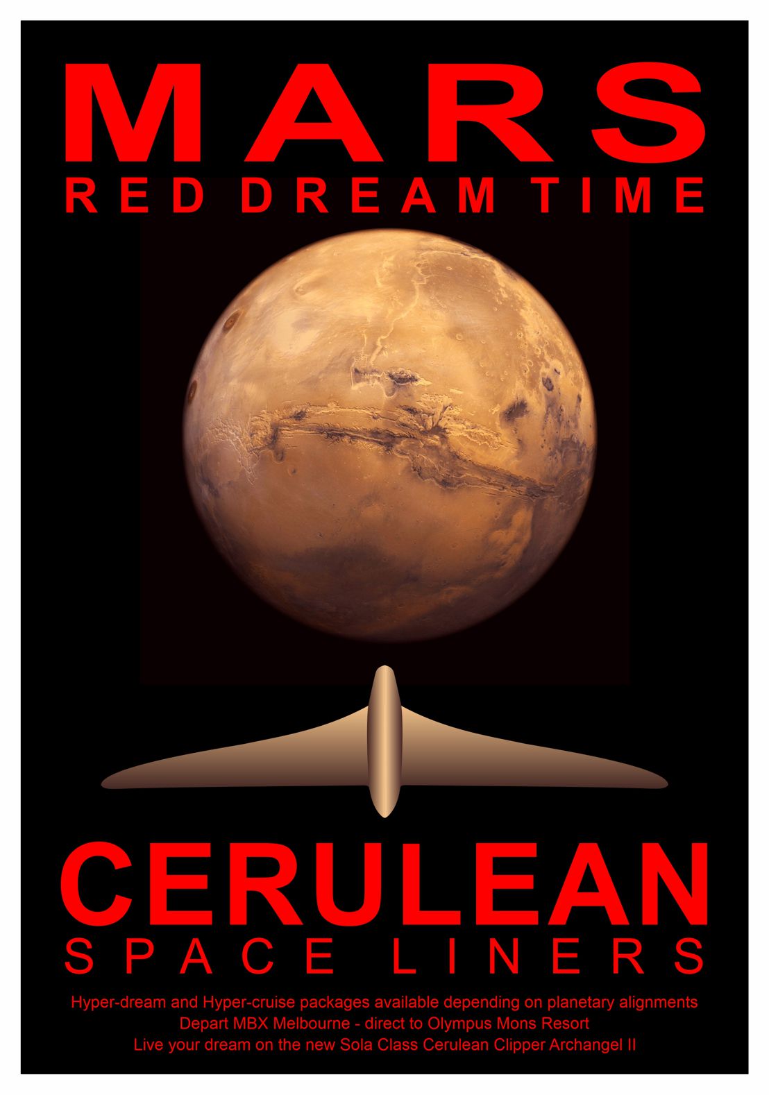 An original Archangel II Mars Line flyer from the 2090s