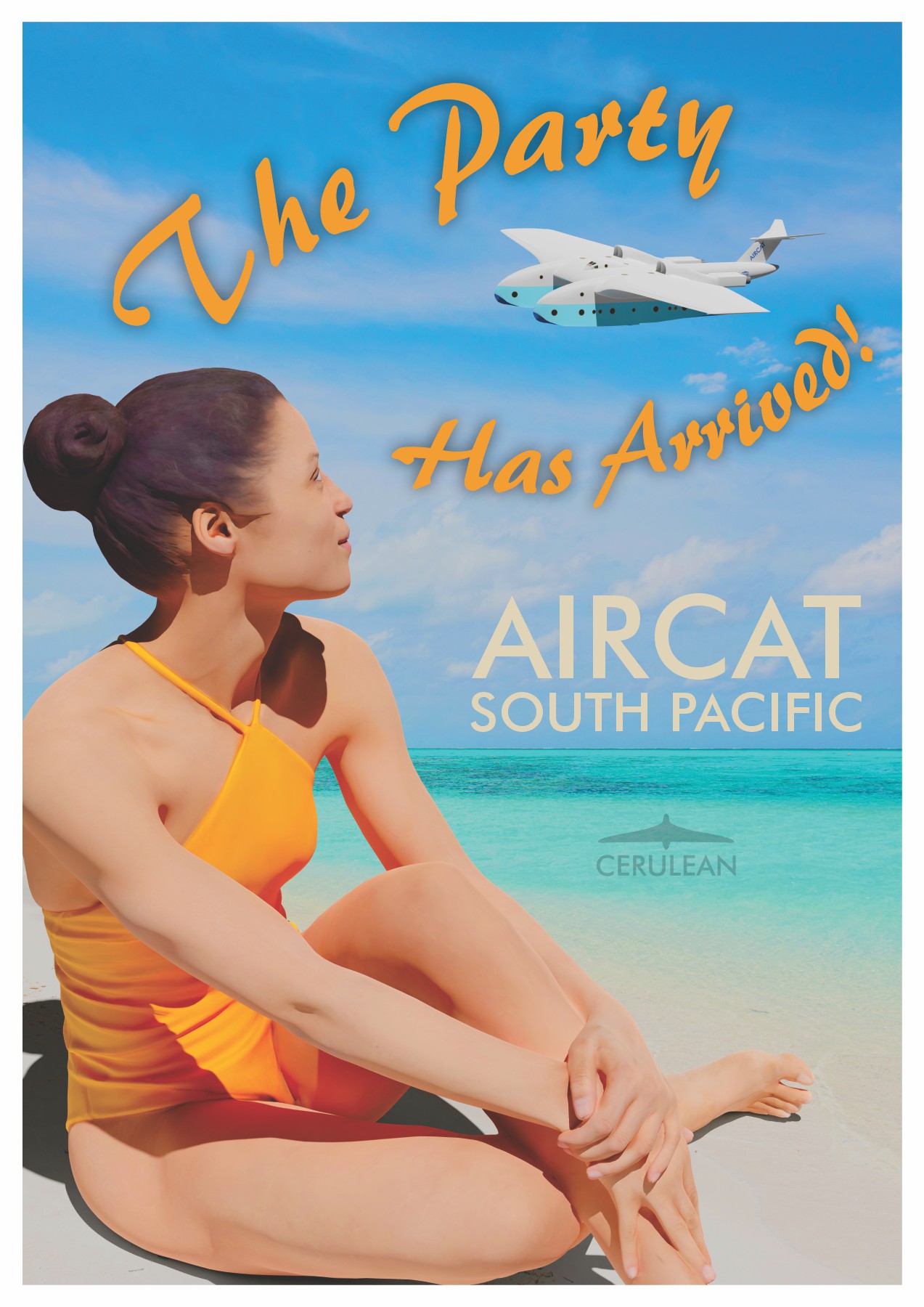The Aircat Oceanic travel posters, based on renders from the Blender model.